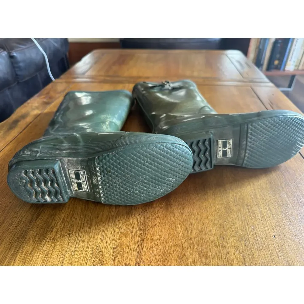 L.L. Bean Wellie Rain Boots Kids Size 3 Green Rubber